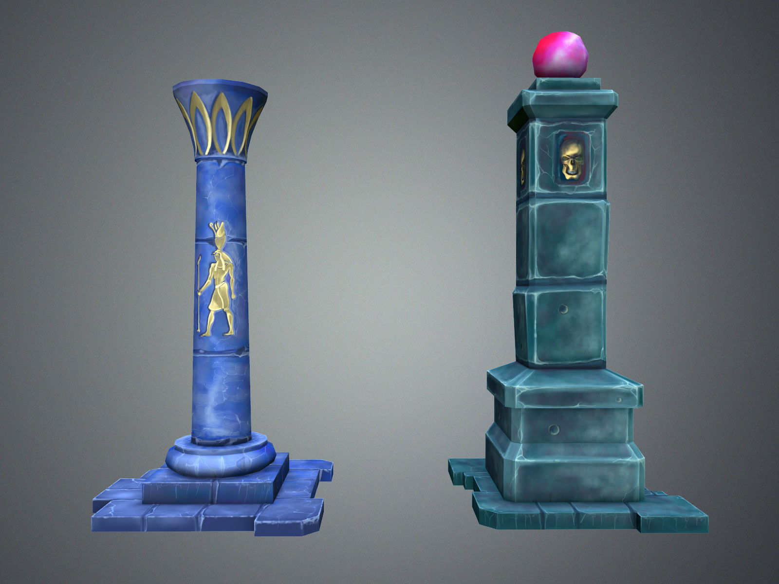 Fantasy Pillar Collection Low-poly 3D model_1