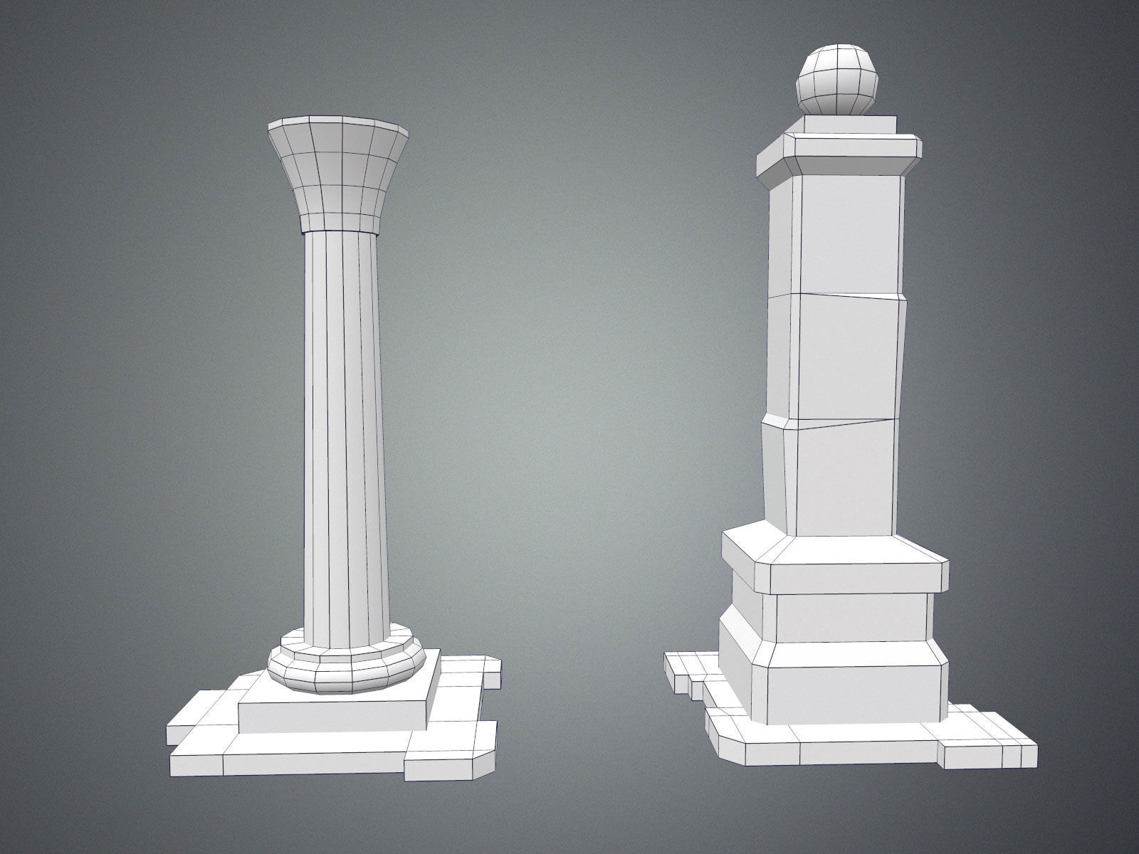 Fantasy Pillar Collection Low-poly 3D model_2