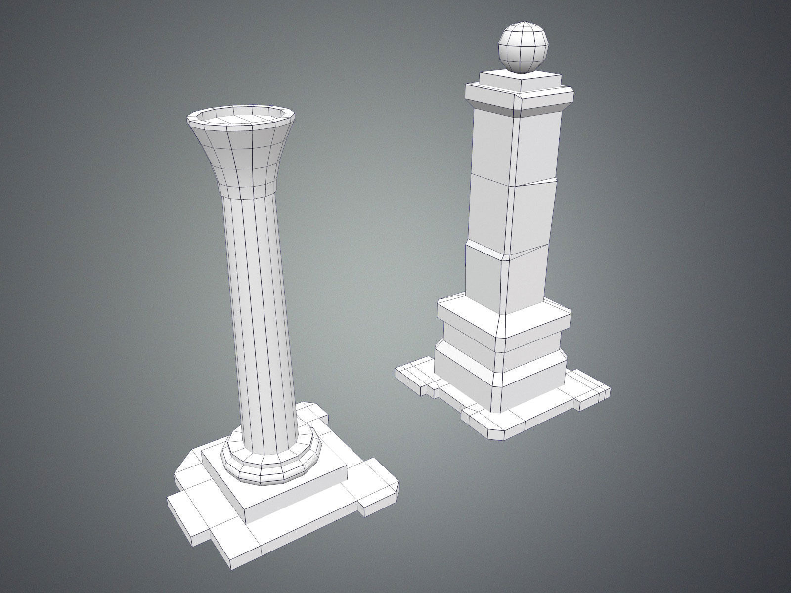 Fantasy Pillar Collection Low-poly 3D model_4