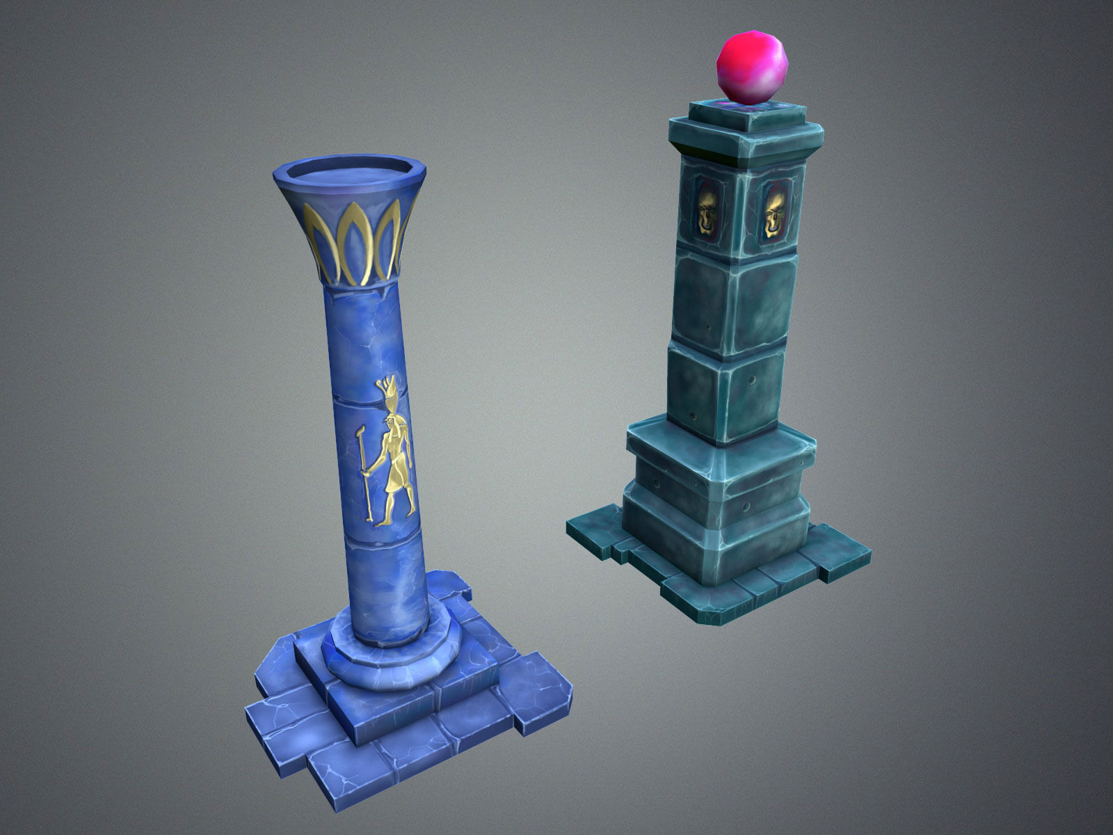 Fantasy Pillar Collection Low-poly 3D model_3