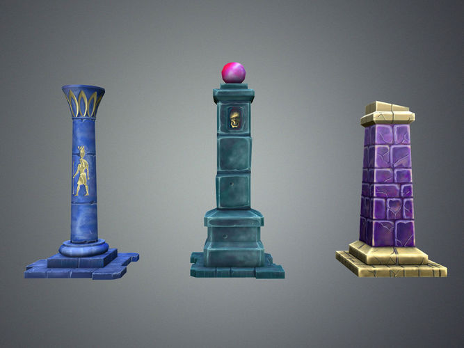 Fantasy Pillar Collection Low-poly 3D model