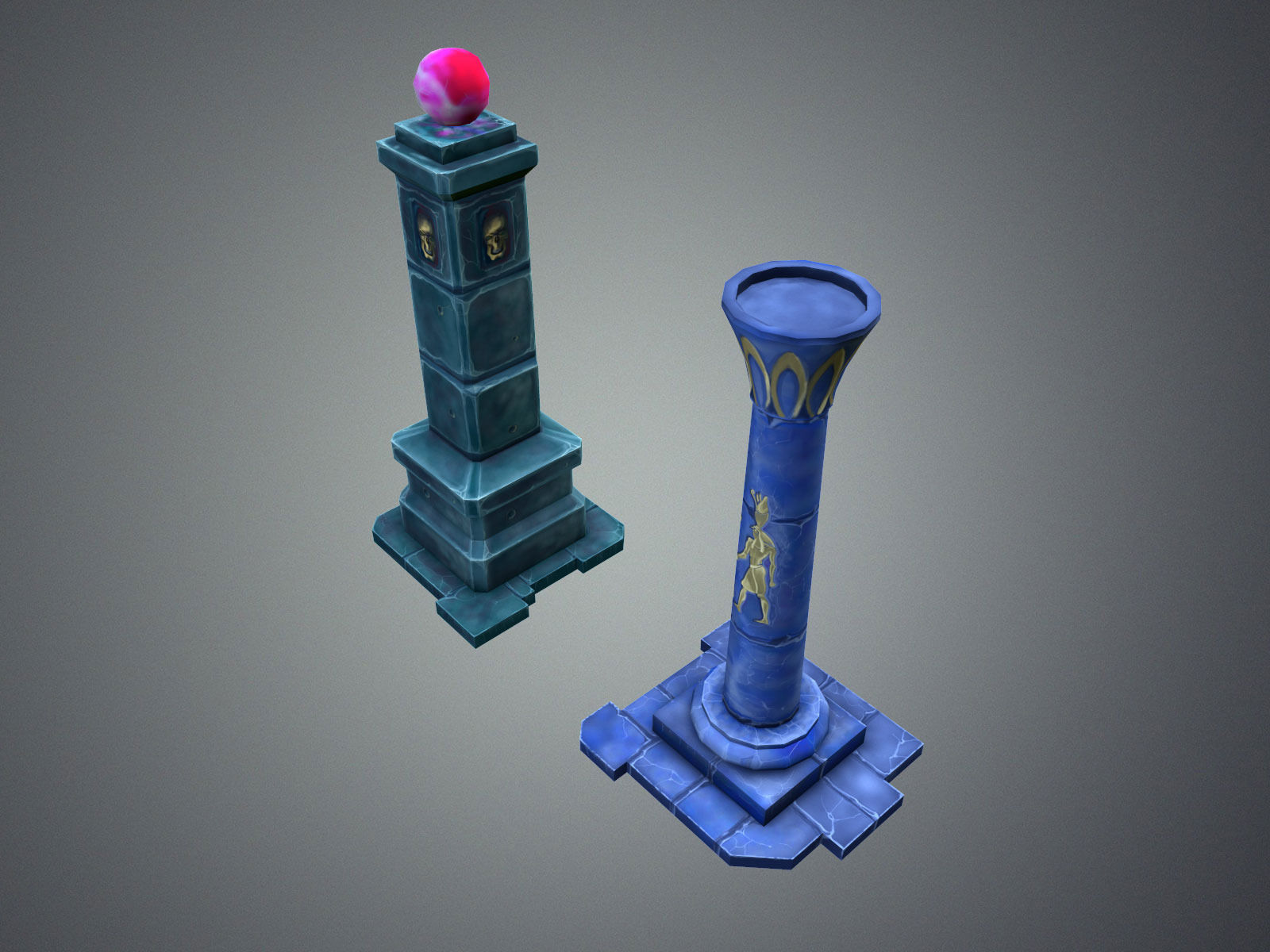 Fantasy Pillar Collection Low-poly 3D model_5