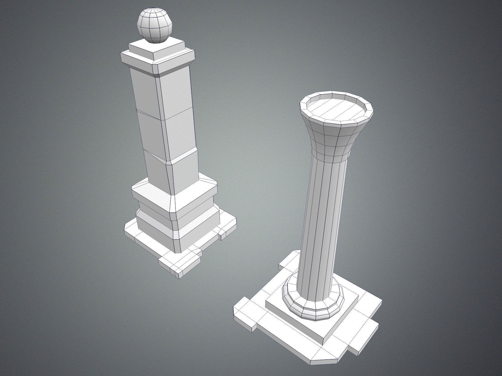 Fantasy Pillar Collection Low-poly 3D model_6
