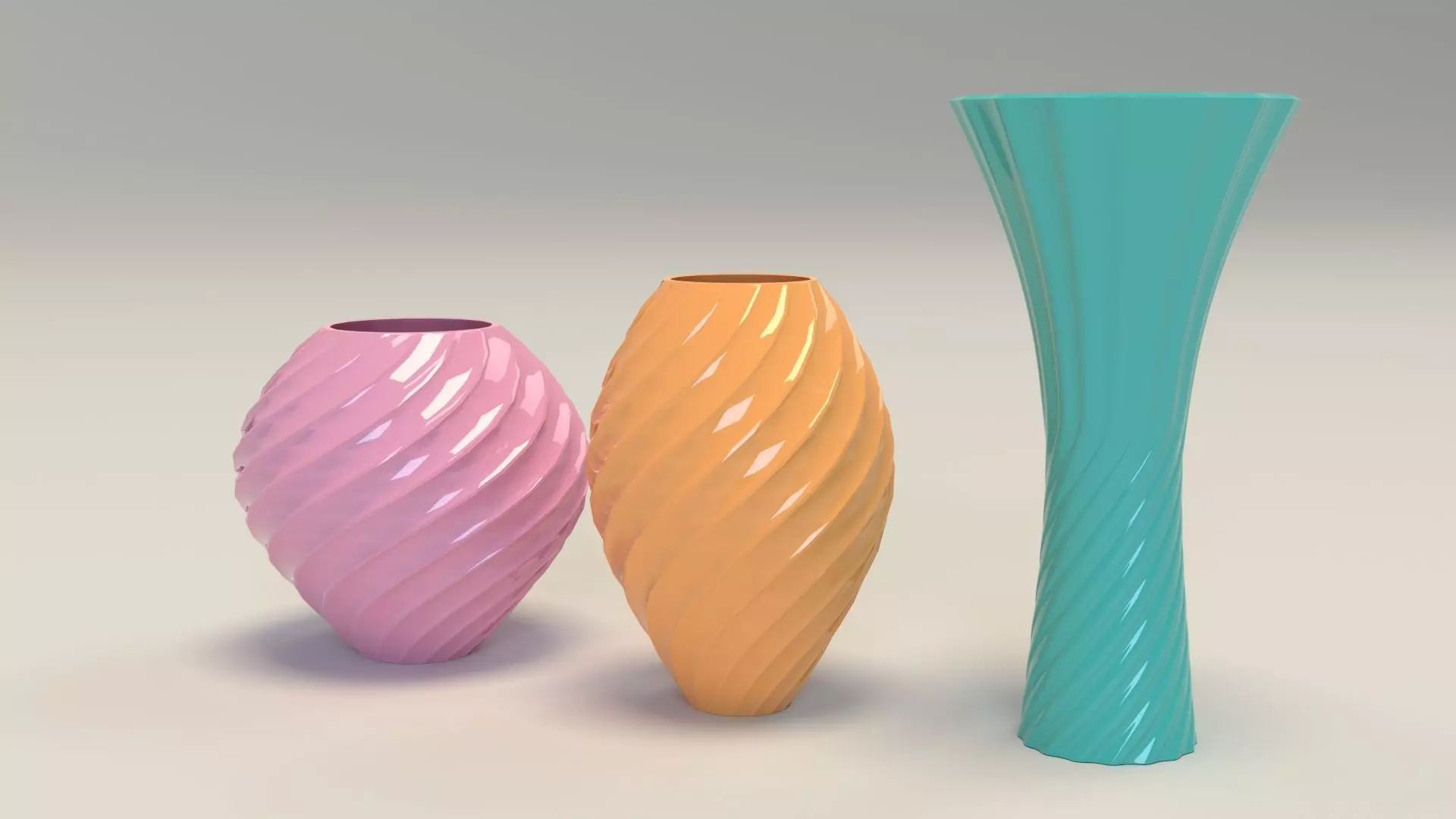  Decorative Vases colored  Low-poly 3D model_0