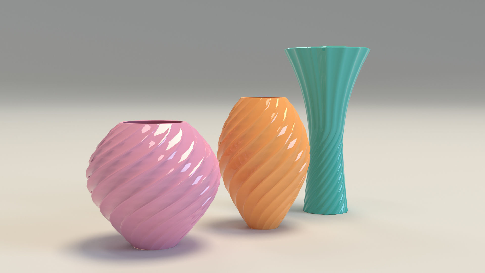 Decorative Vases colored  Low-poly 3D model_1