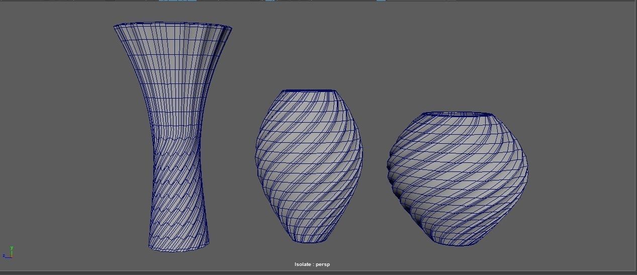  Decorative Vases colored  Low-poly 3D model_2
