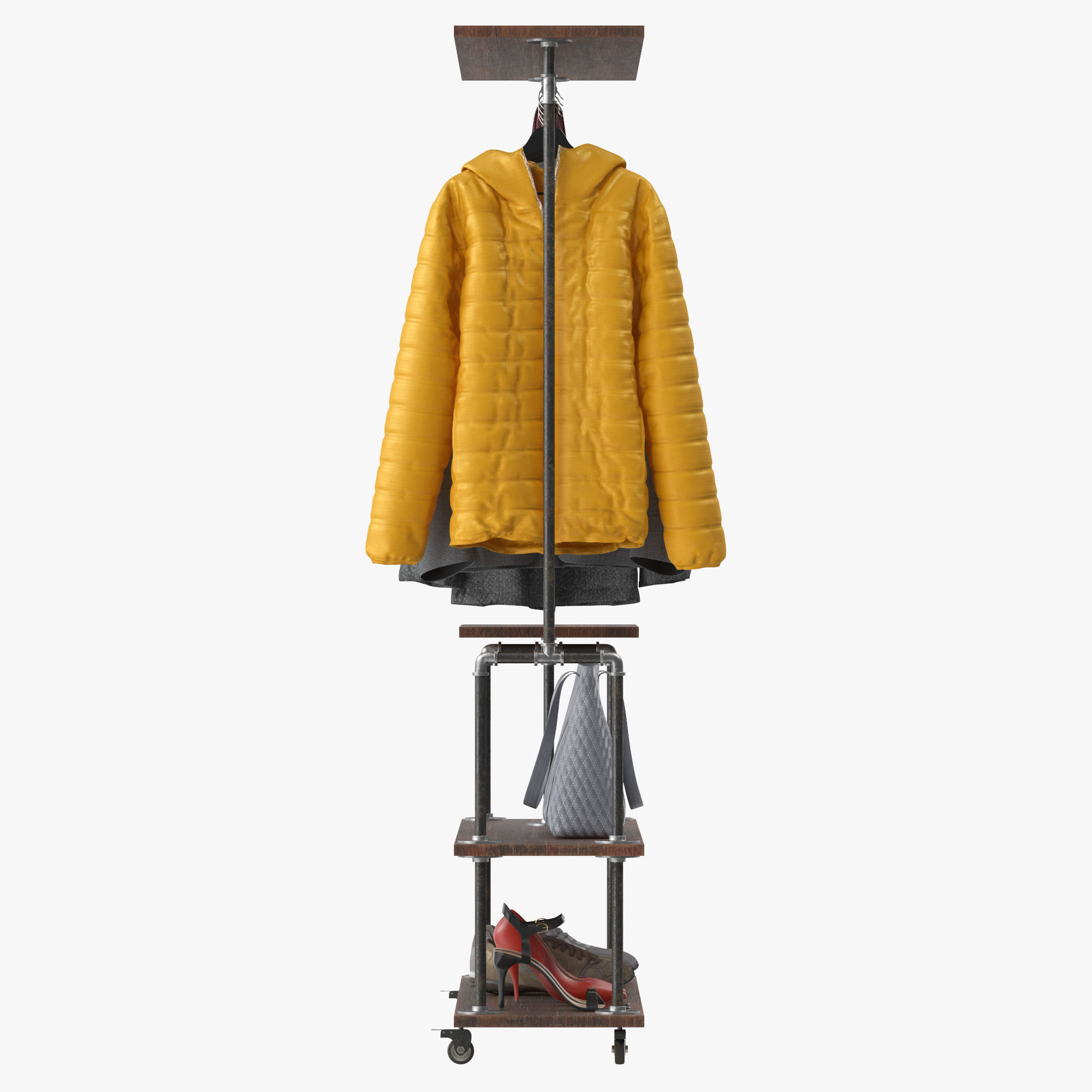 Industrial Clothing Rack 3D model_7