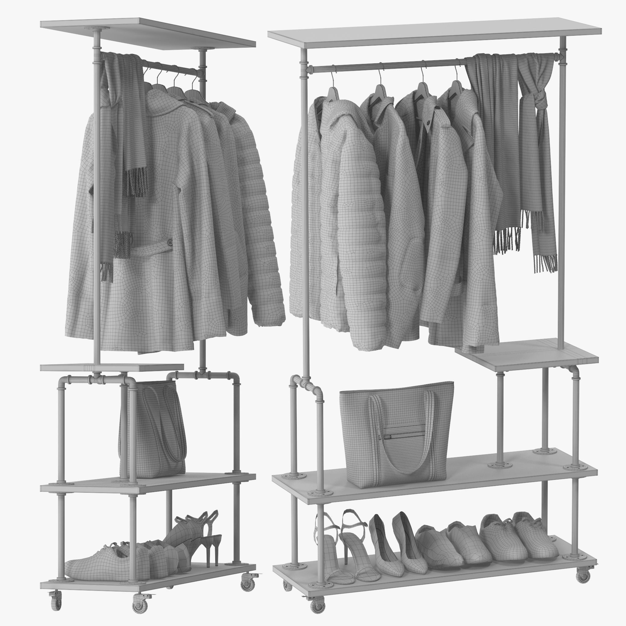 Industrial Clothing Rack 3D model_15