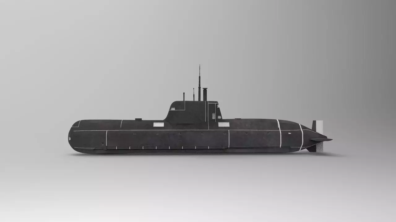 Submarine type 214 dove Low-poly 3D model