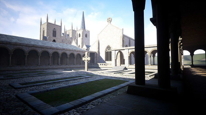 Modular Gothic Church Low-poly 3D model