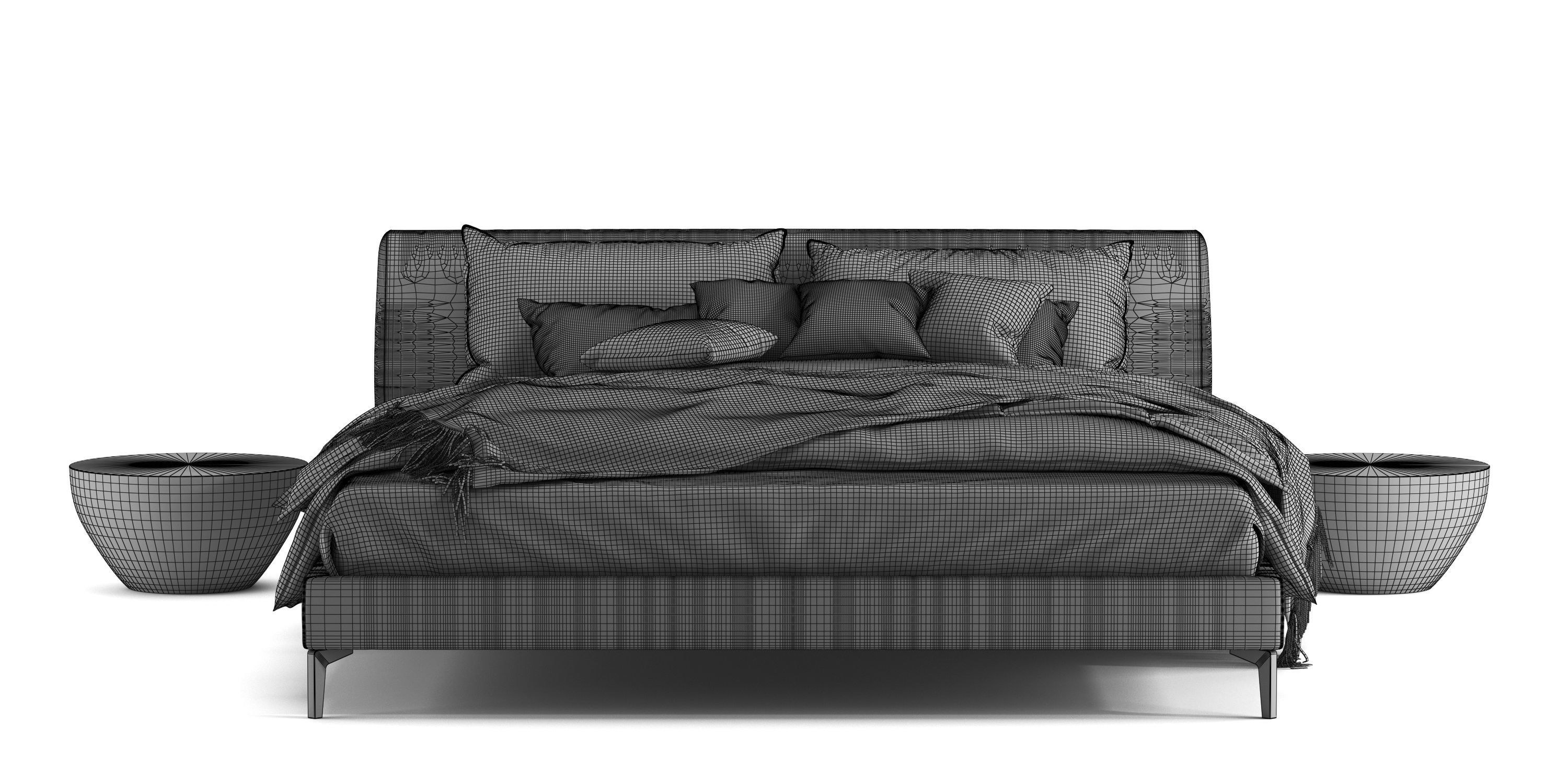 Meridiani Louis up Leather Bed 3D model_6