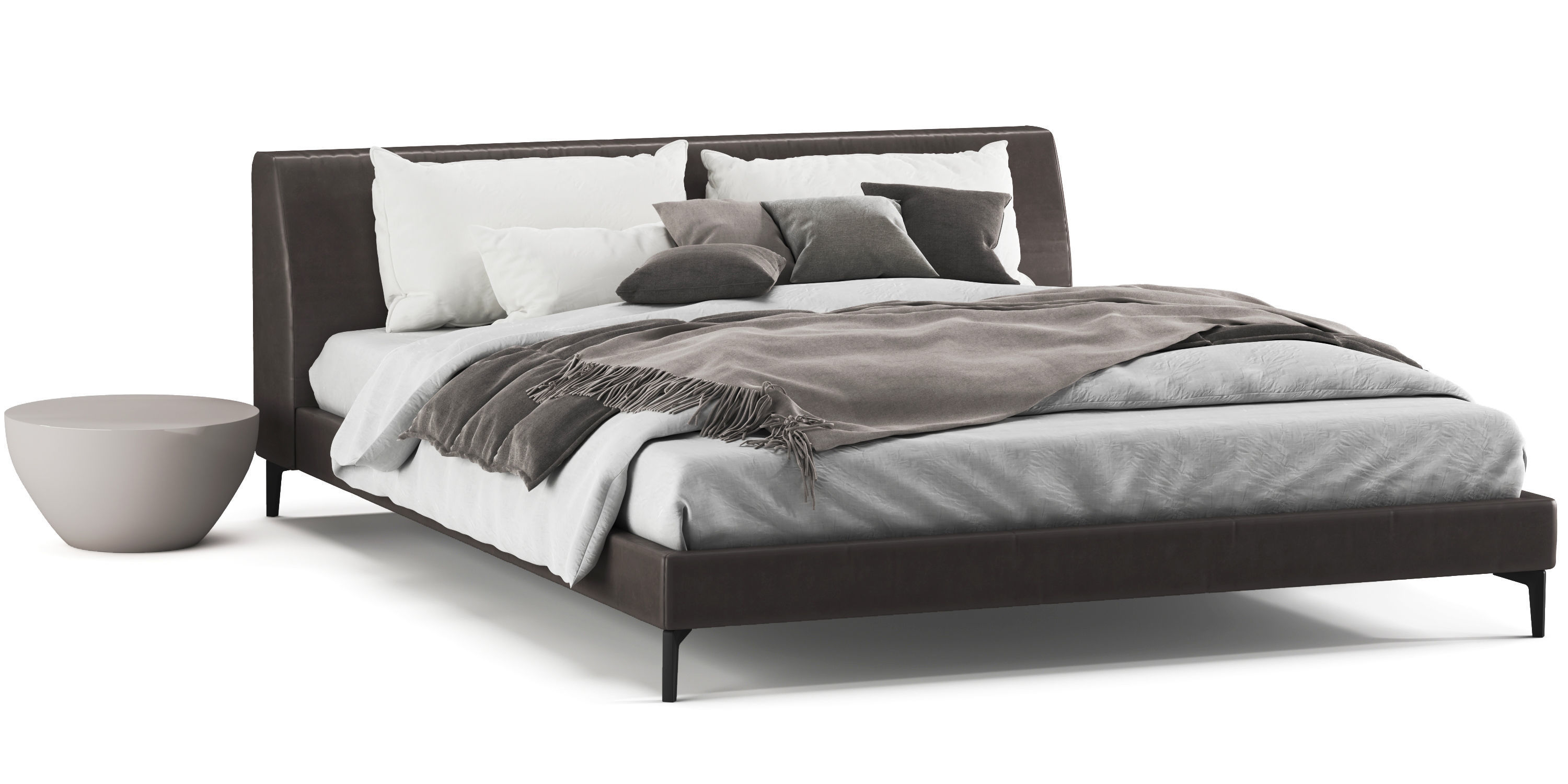 Meridiani Louis up Leather Bed 3D model_2