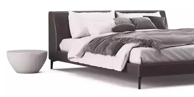Meridiani Louis up Leather Bed 3D model