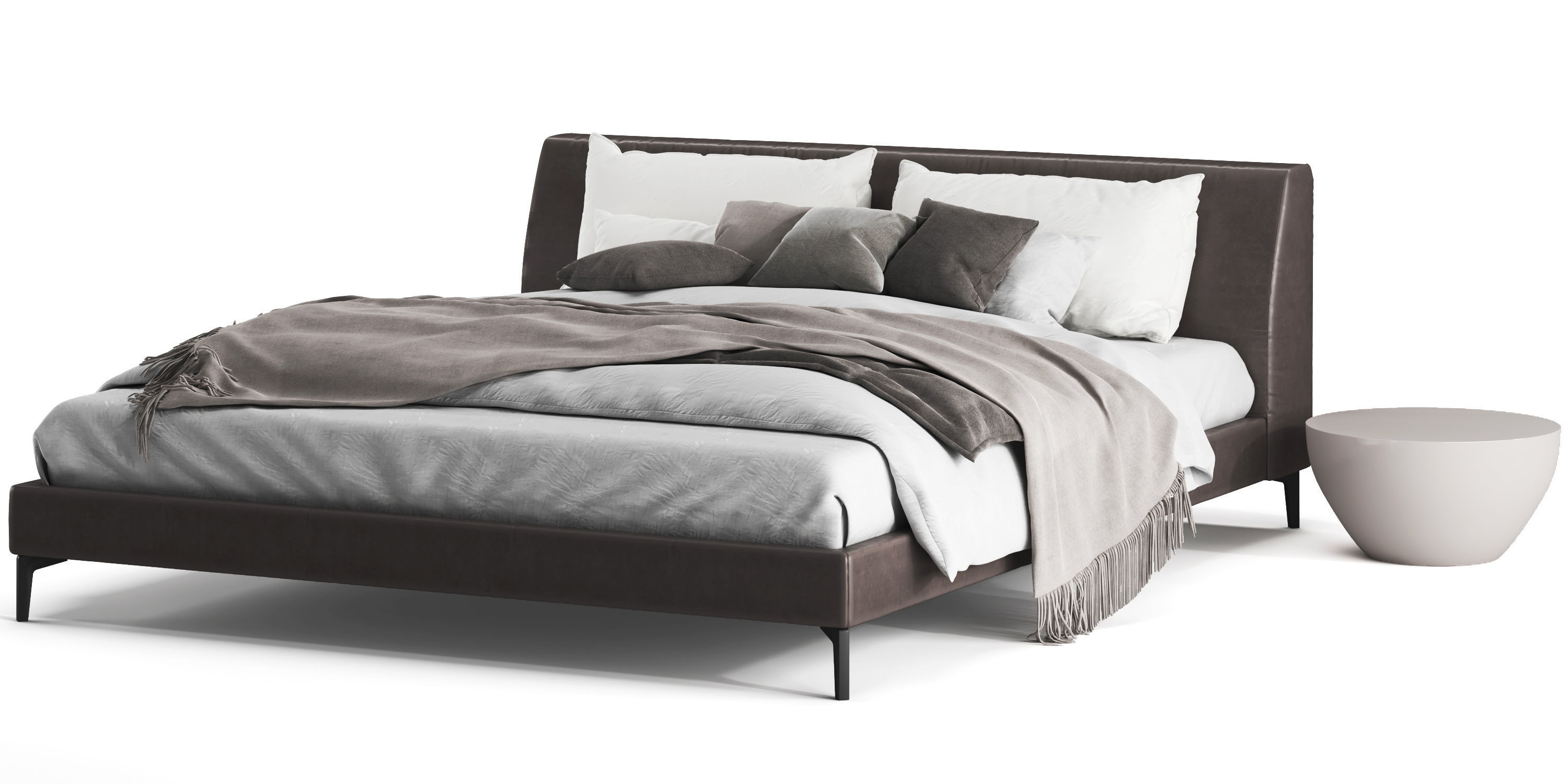 Meridiani Louis up Leather Bed 3D model_4