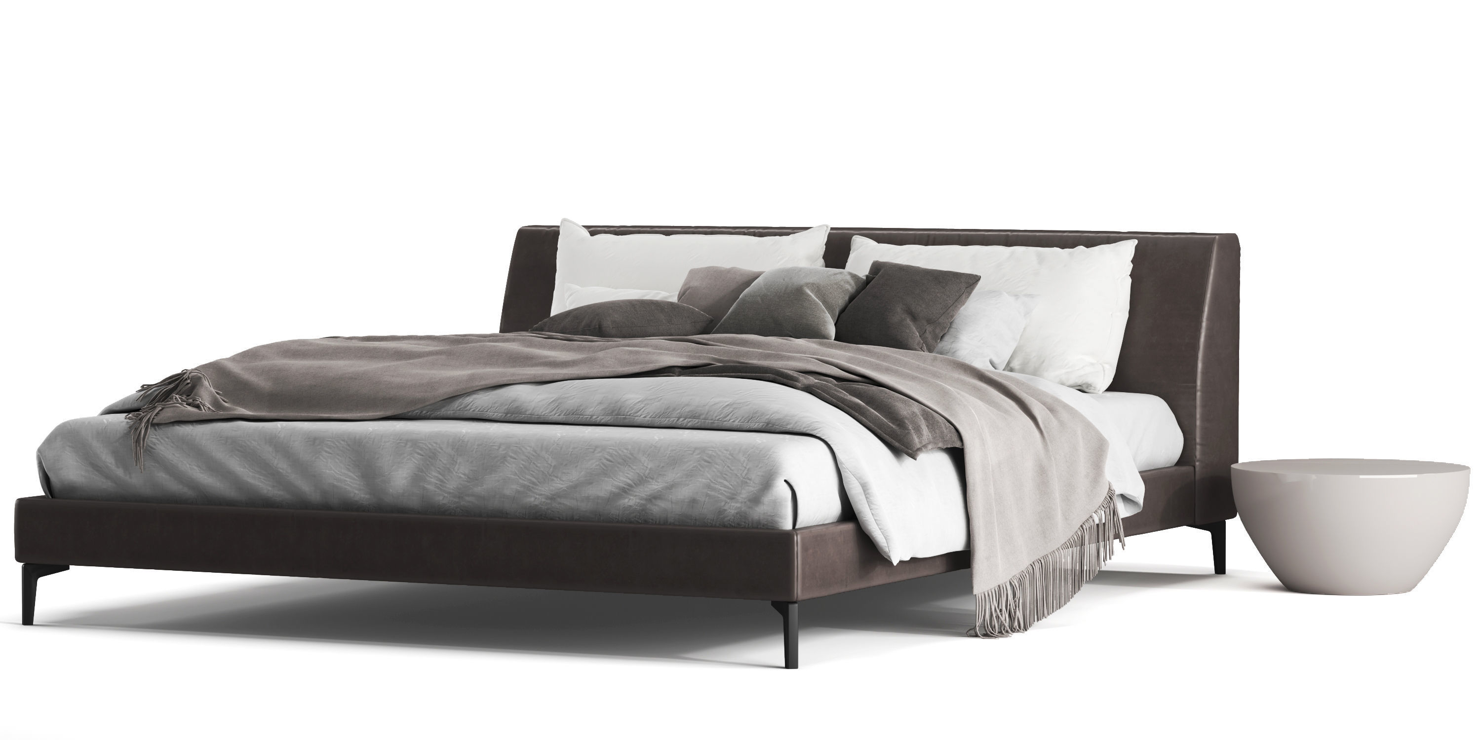 Meridiani Louis up Leather Bed 3D model_5