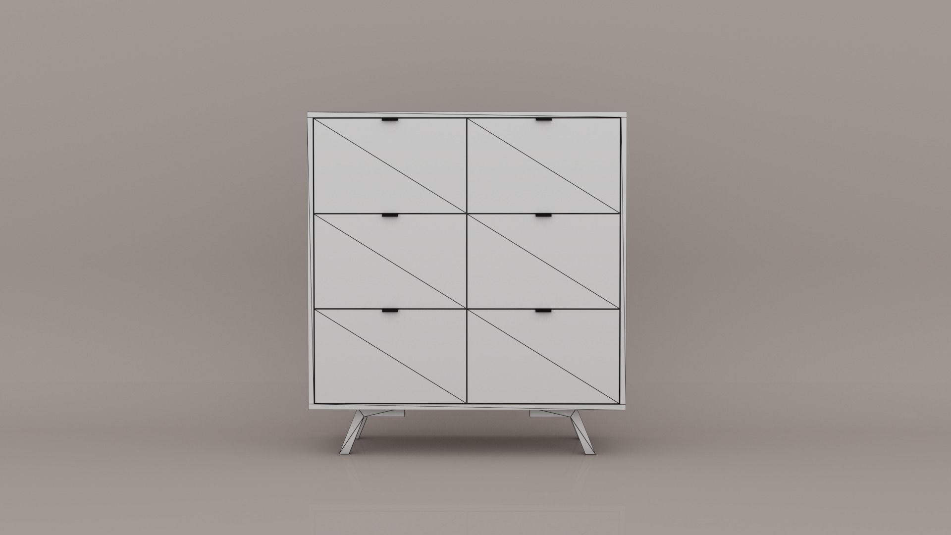 Dresser cabinet with four drawers Low-poly 3D model_1