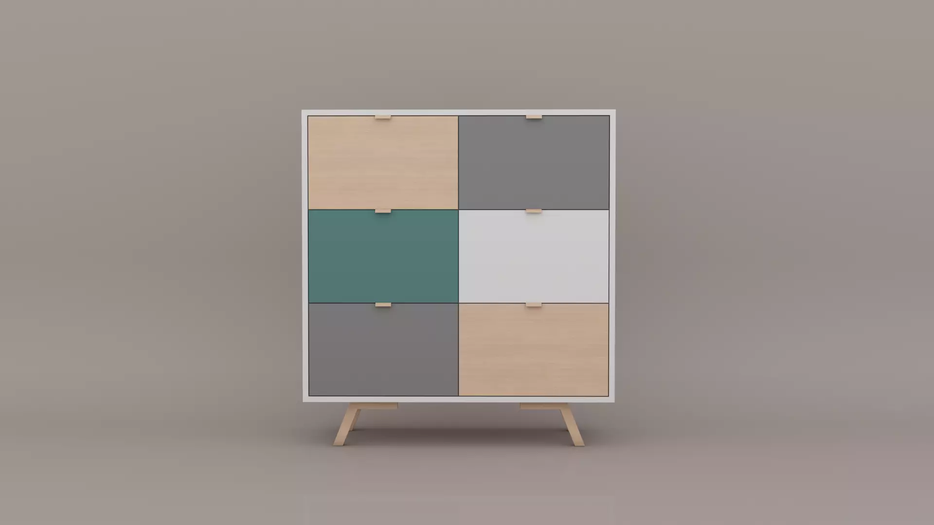 Dresser cabinet with four drawers Low-poly 3D model_0