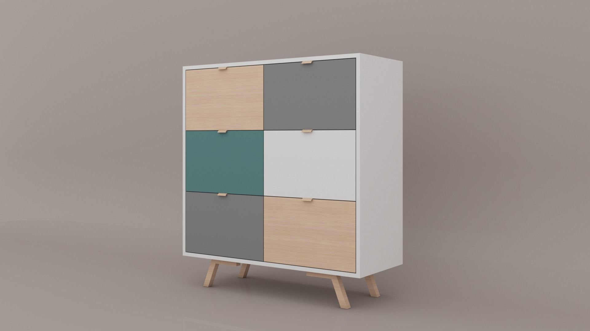 Dresser cabinet with four drawers Low-poly 3D model_8