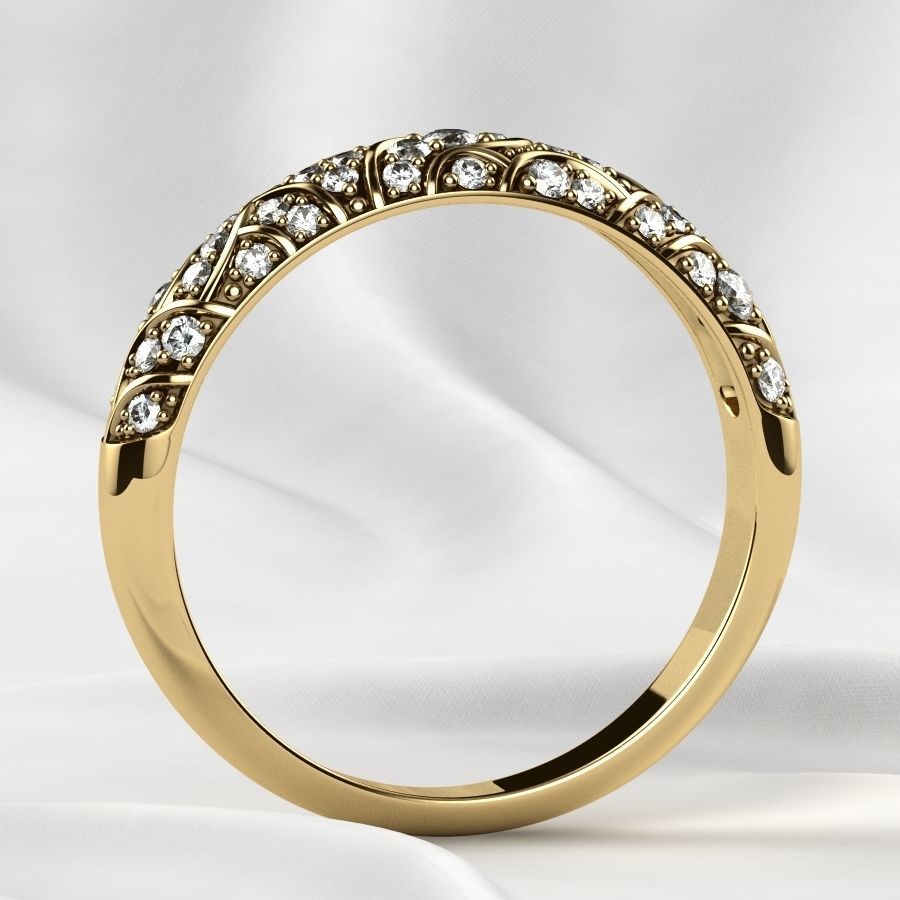 Beautiful Patterned Gold Ring 3D print model_16