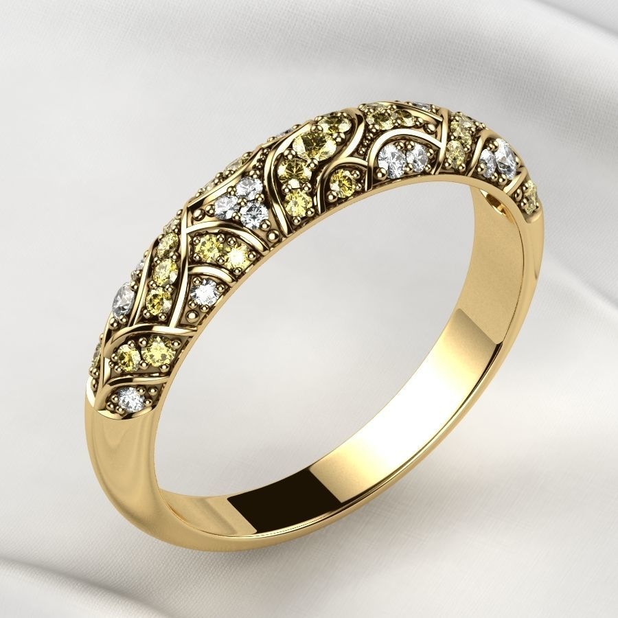 Beautiful Patterned Gold Ring 3D print model_2