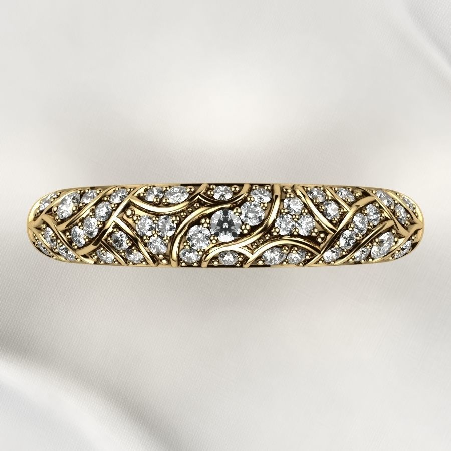 Beautiful Patterned Gold Ring 3D print model_14