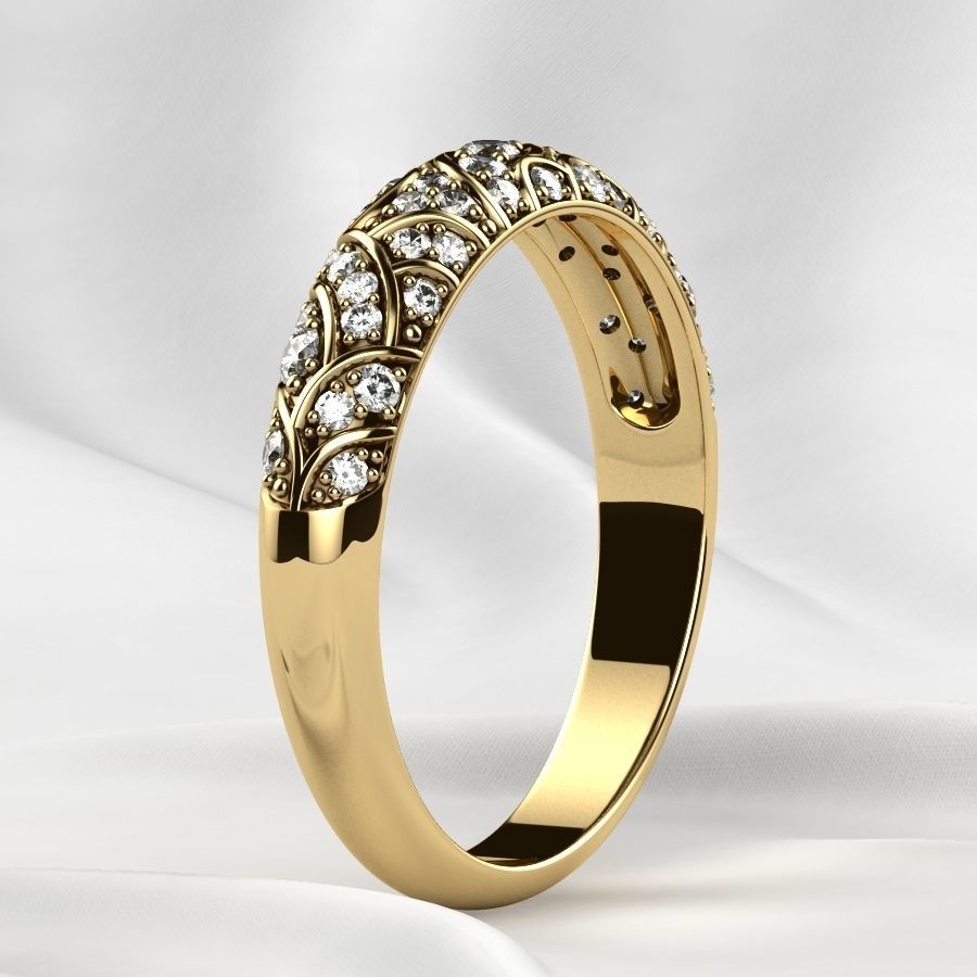 Beautiful Patterned Gold Ring 3D print model_19