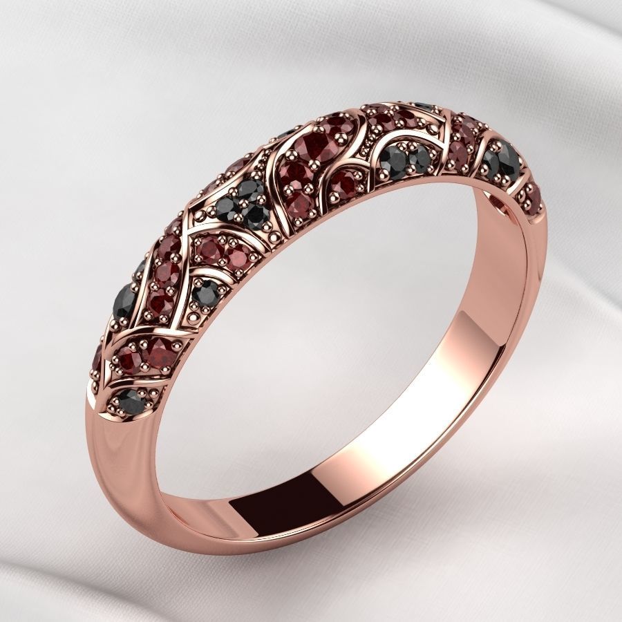 Beautiful Patterned Gold Ring 3D print model_7
