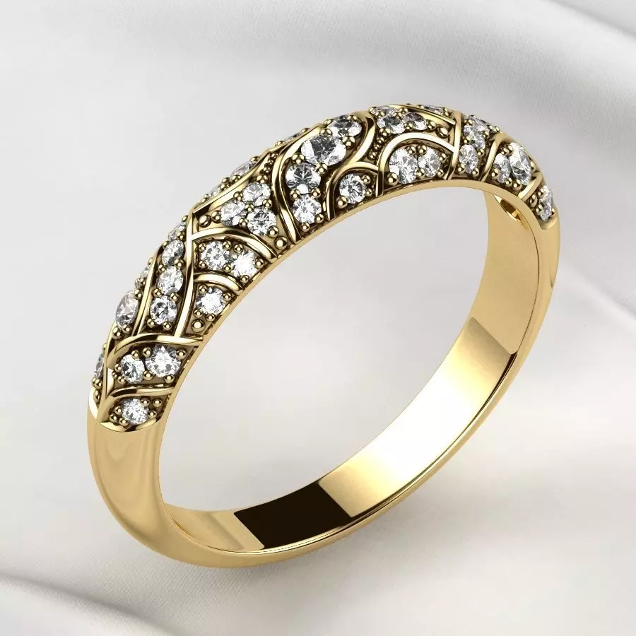 Beautiful Patterned Gold Ring 3D print model_0