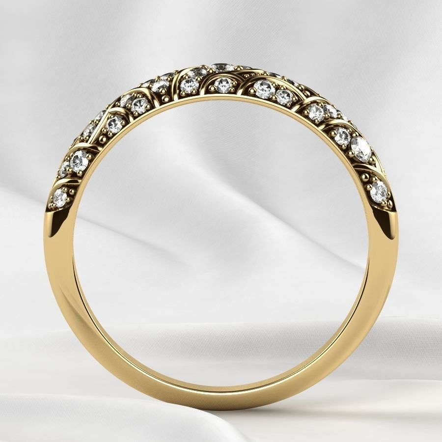 Beautiful Patterned Gold Ring 3D print model_15