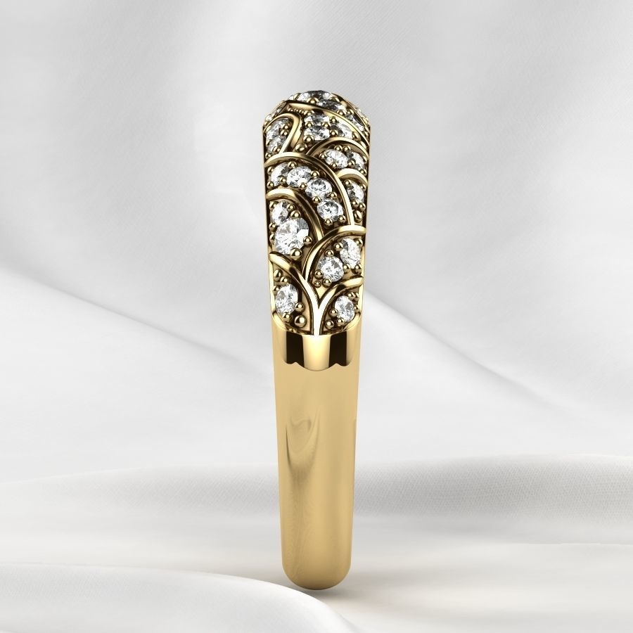 Beautiful Patterned Gold Ring 3D print model_21