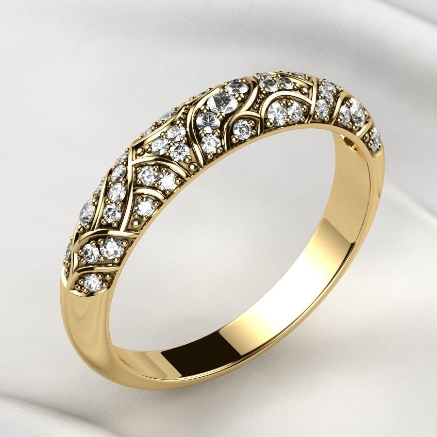 Beautiful Patterned Gold Ring 3D print model_1