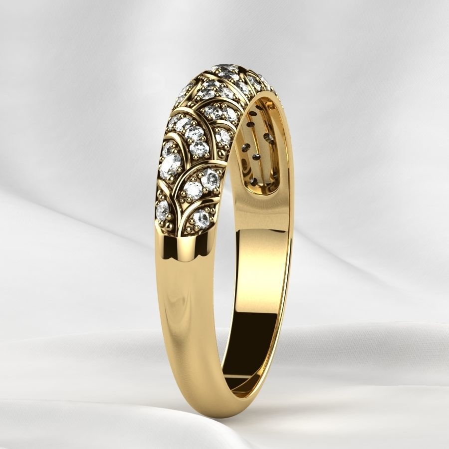 Beautiful Patterned Gold Ring 3D print model_20