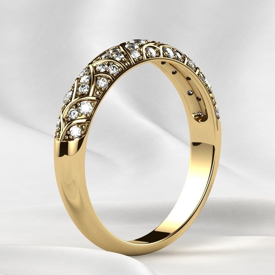 Beautiful Patterned Gold Ring 3D print model_18