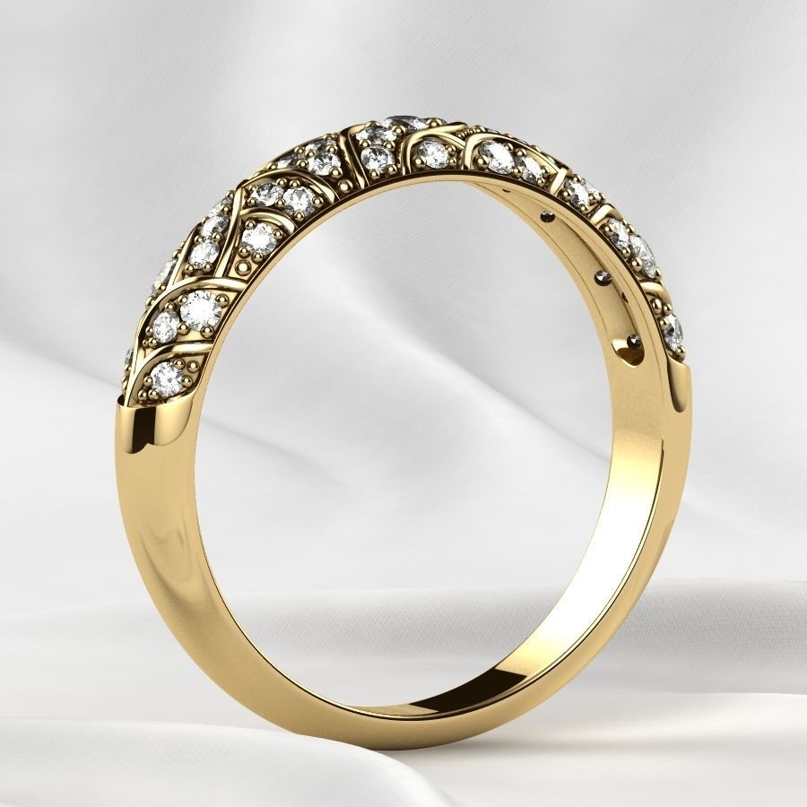 Beautiful Patterned Gold Ring 3D print model_17