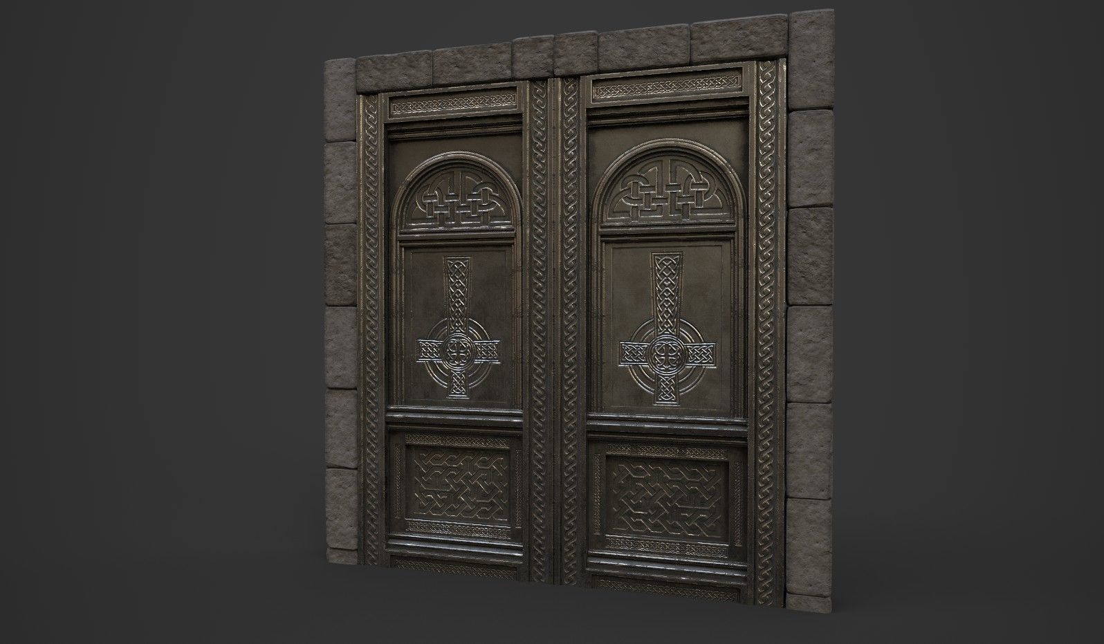 Metal Door Low-poly 3D model_3