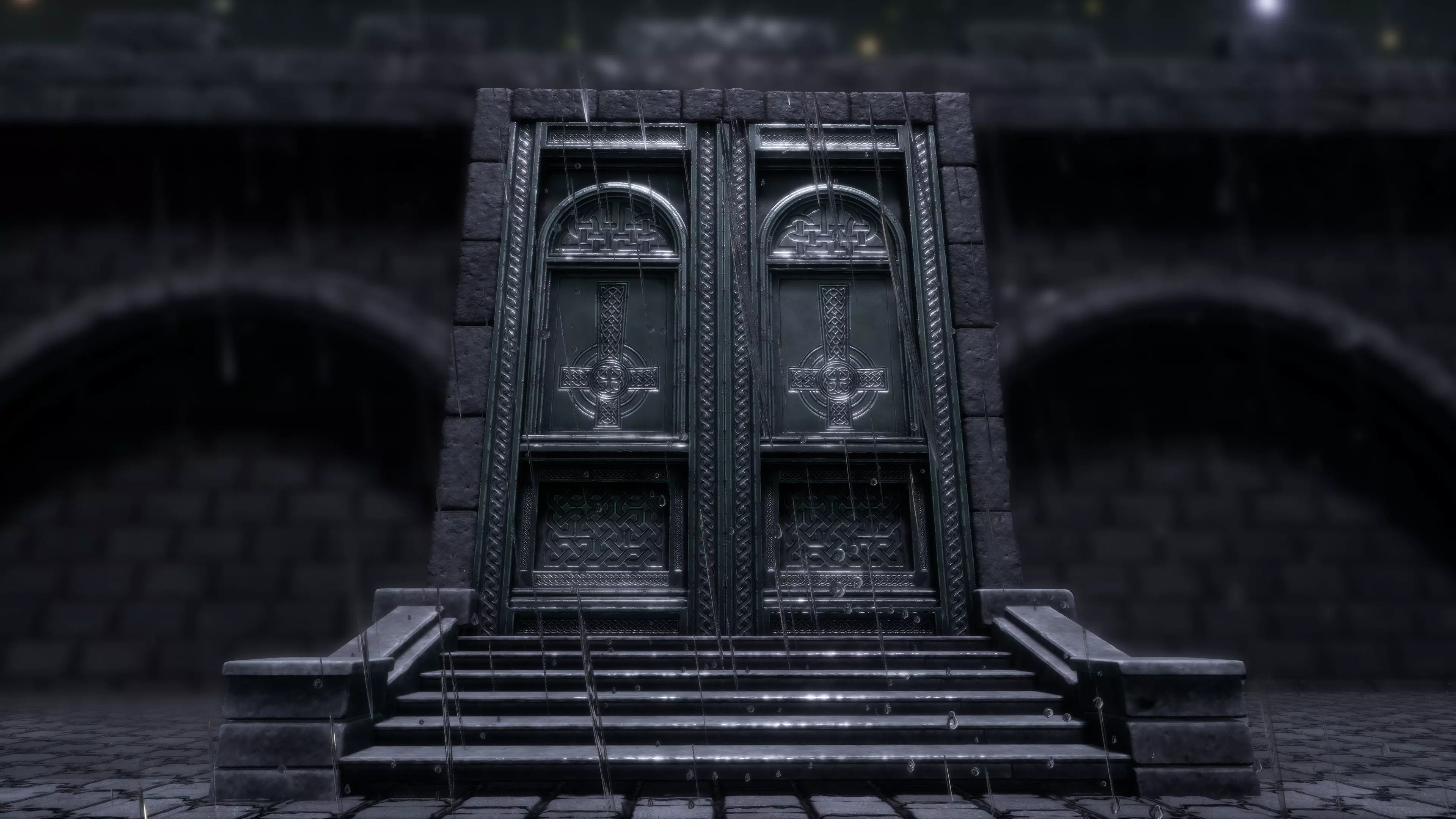 Metal Door Low-poly 3D model_0