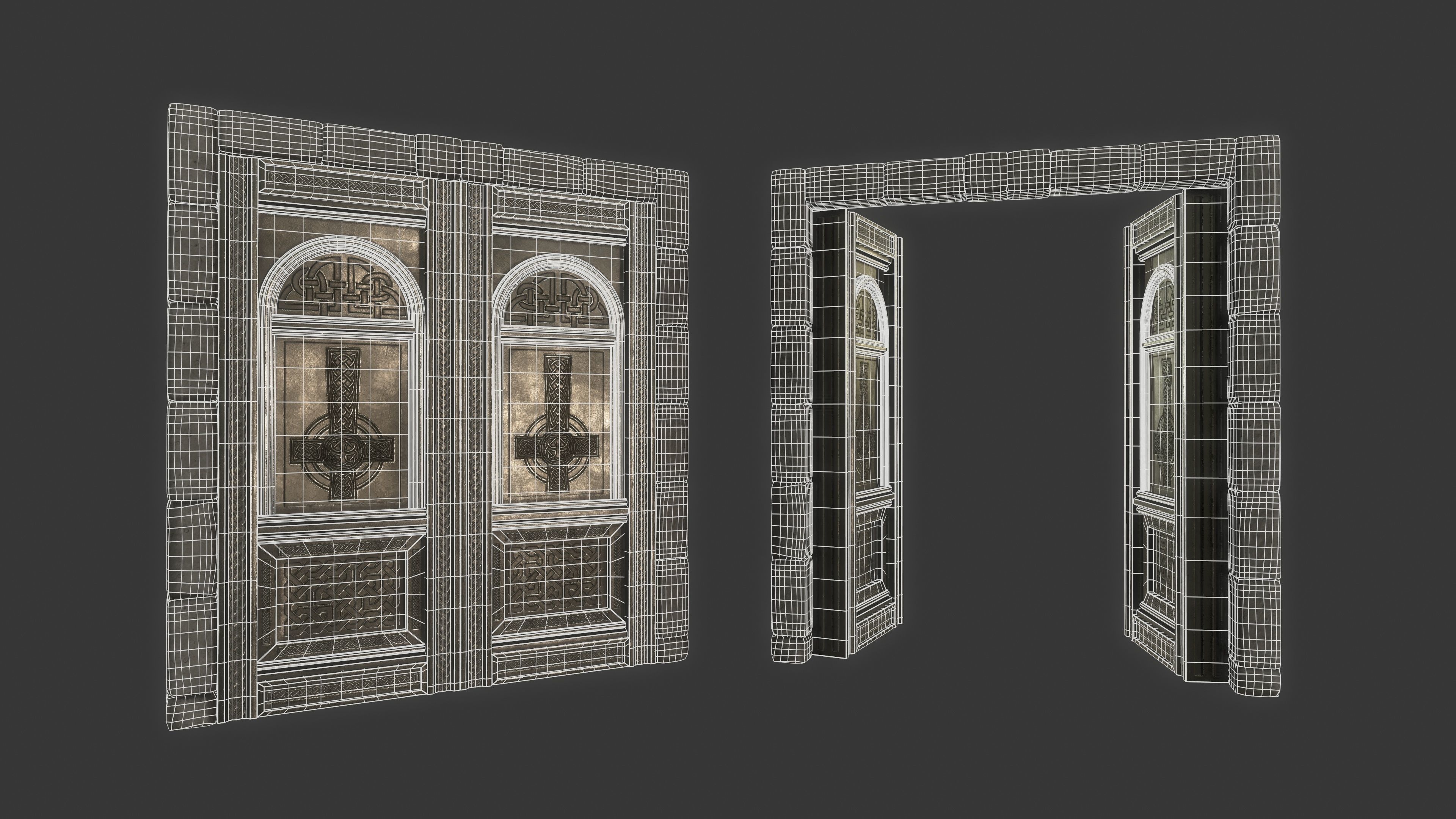 Metal Door Low-poly 3D model_5