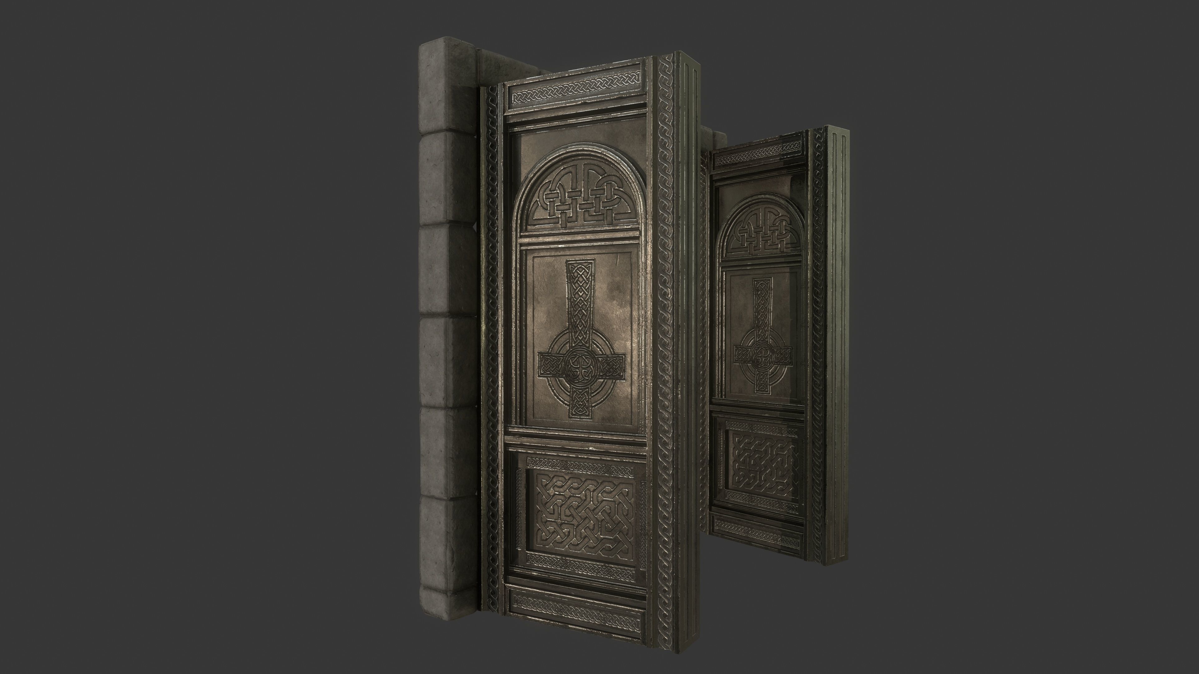 Metal Door Low-poly 3D model_6