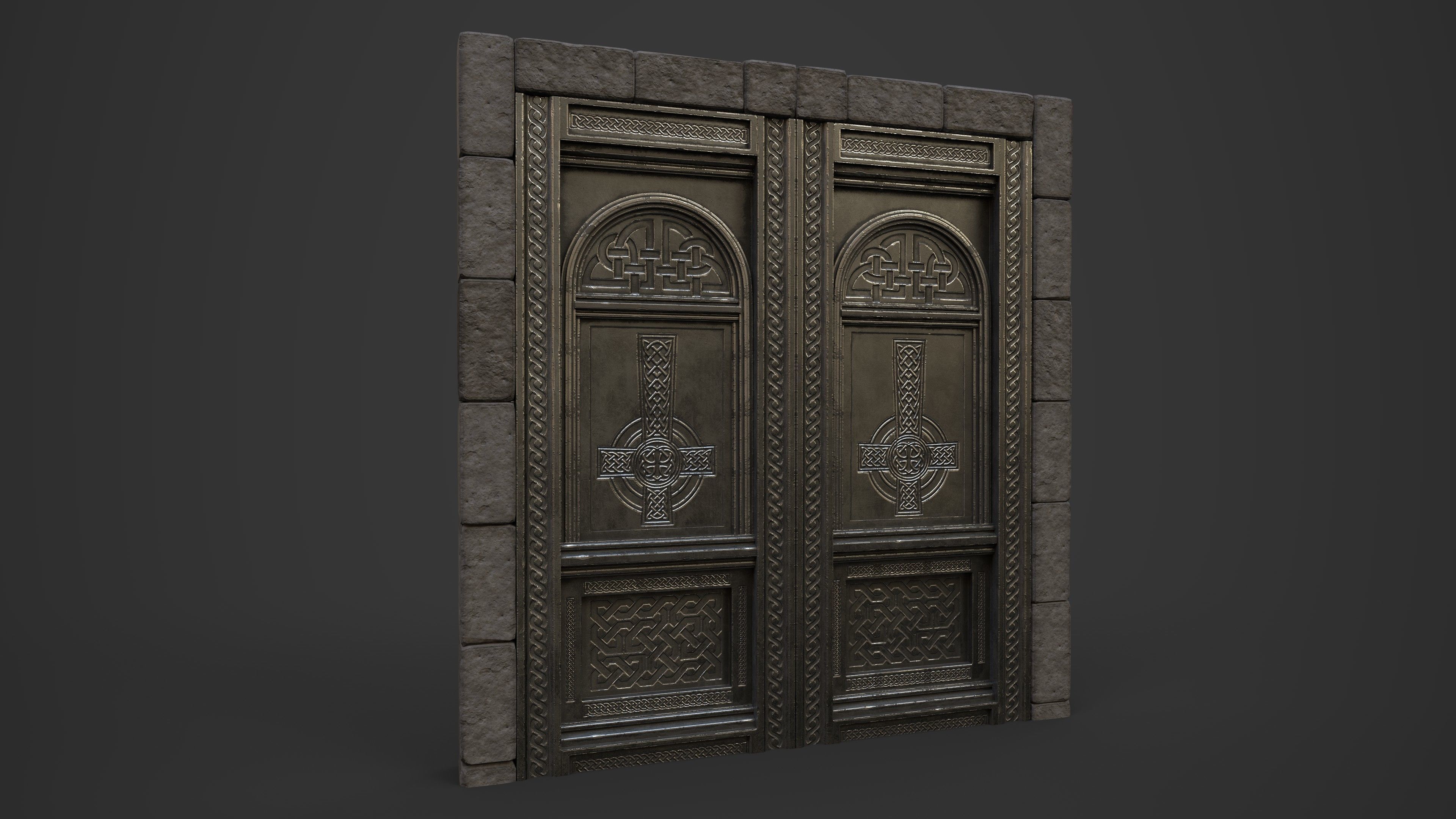 Metal Door Low-poly 3D model_2