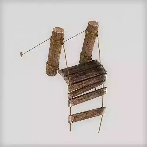 Broken plank bridge Low-poly 3D model