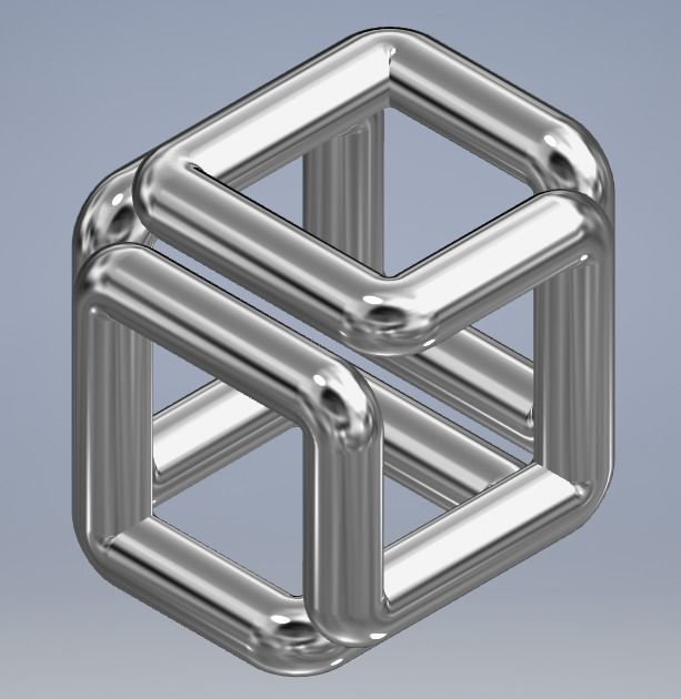 ONE LINE cube model 3D print model_8