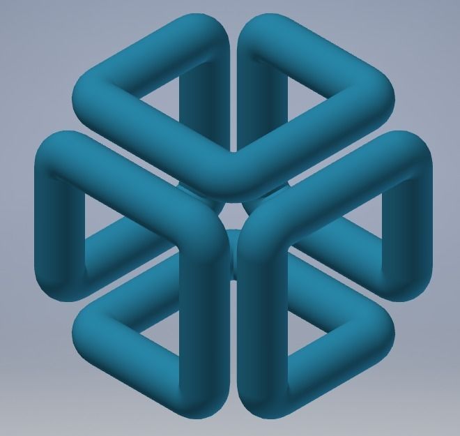 ONE LINE cube model 3D print model_3