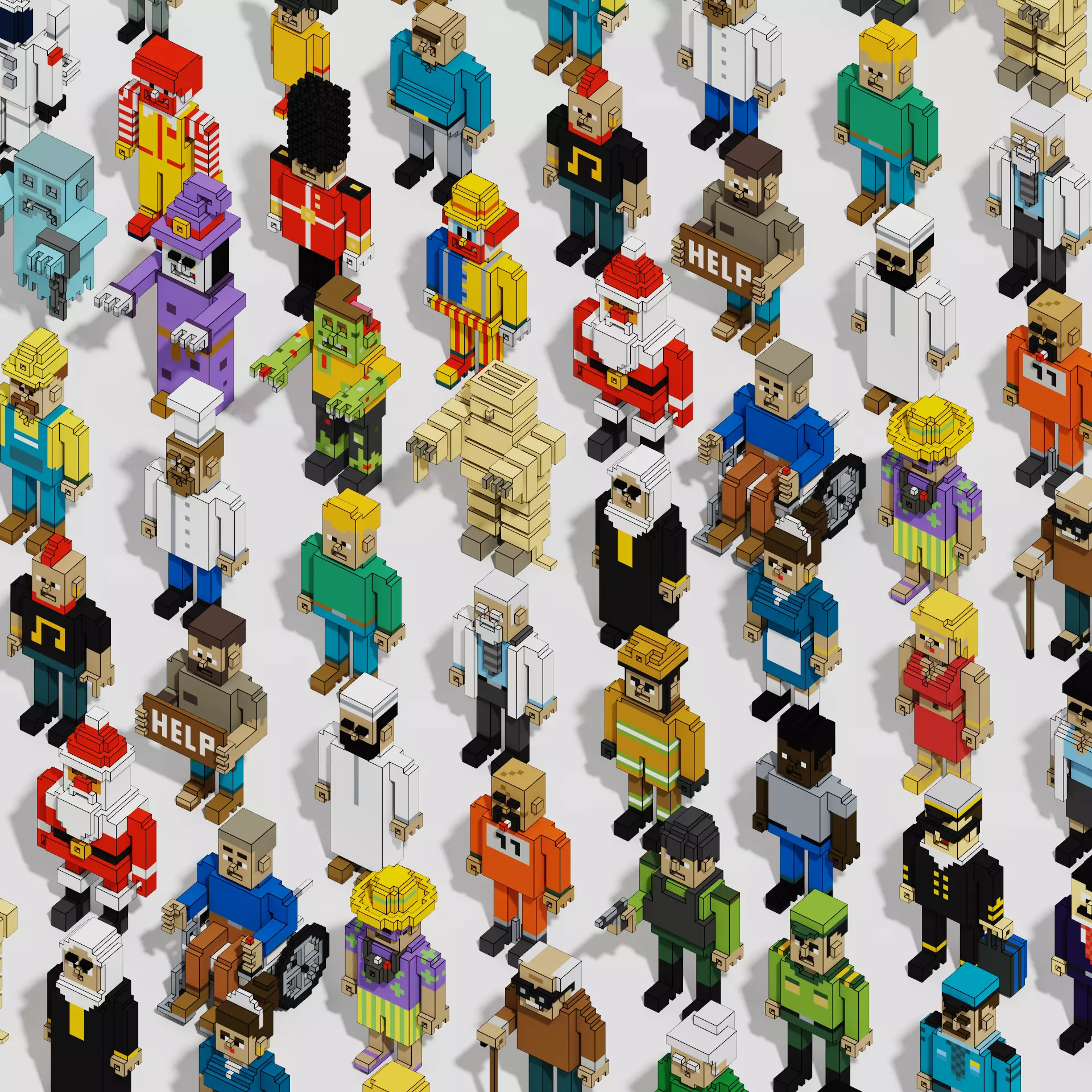 Voxel Character Pack Low-poly 3D model_0