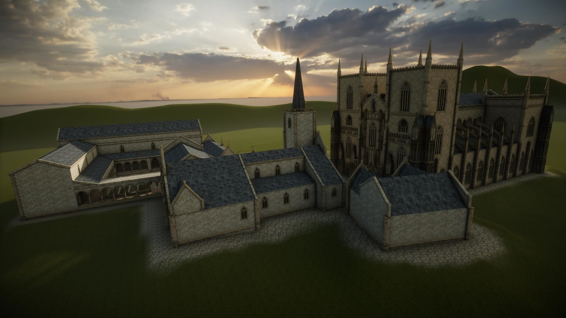 Modular Gothic Church Unity Low-poly 3D model_16