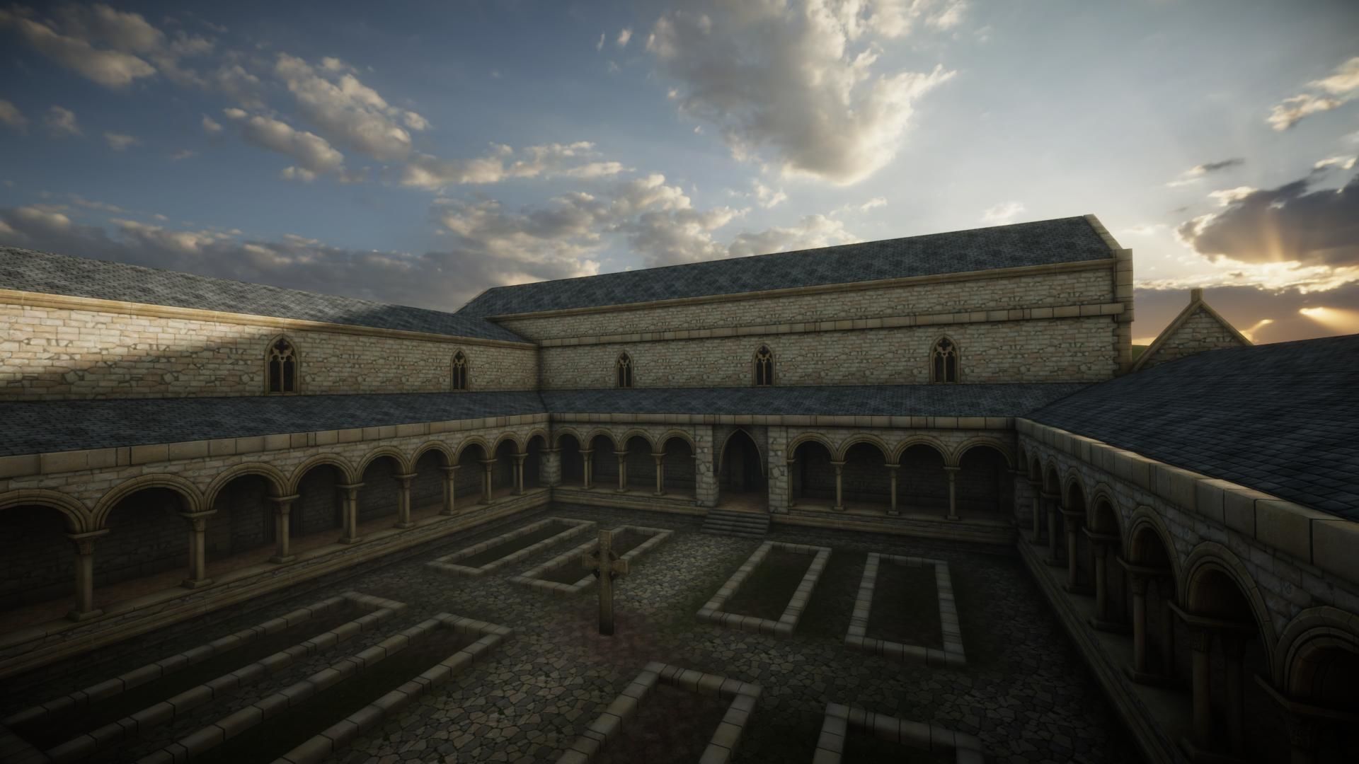 Modular Gothic Church Unity Low-poly 3D model_9