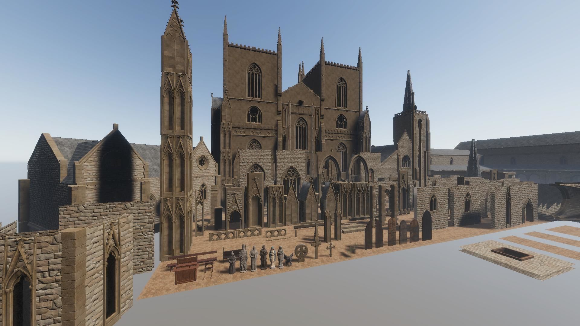 Modular Gothic Church Unity Low-poly 3D model_17