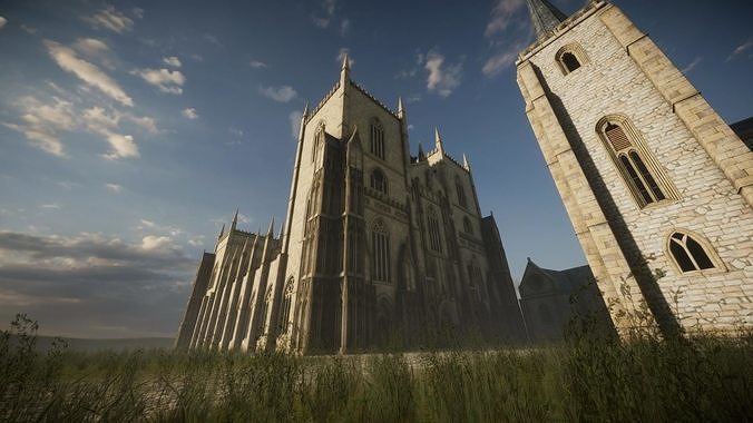 Modular Gothic Church Unity Low-poly 3D model