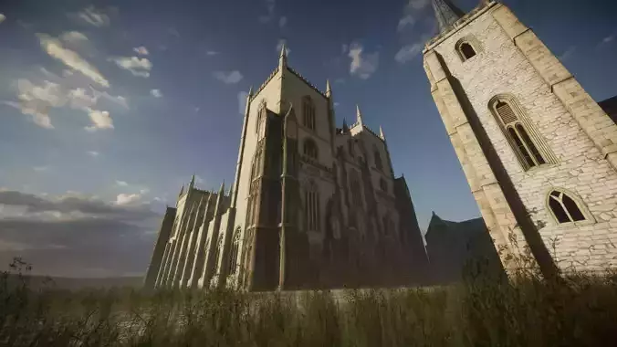 Modular Gothic Church Unity Low-poly 3D model