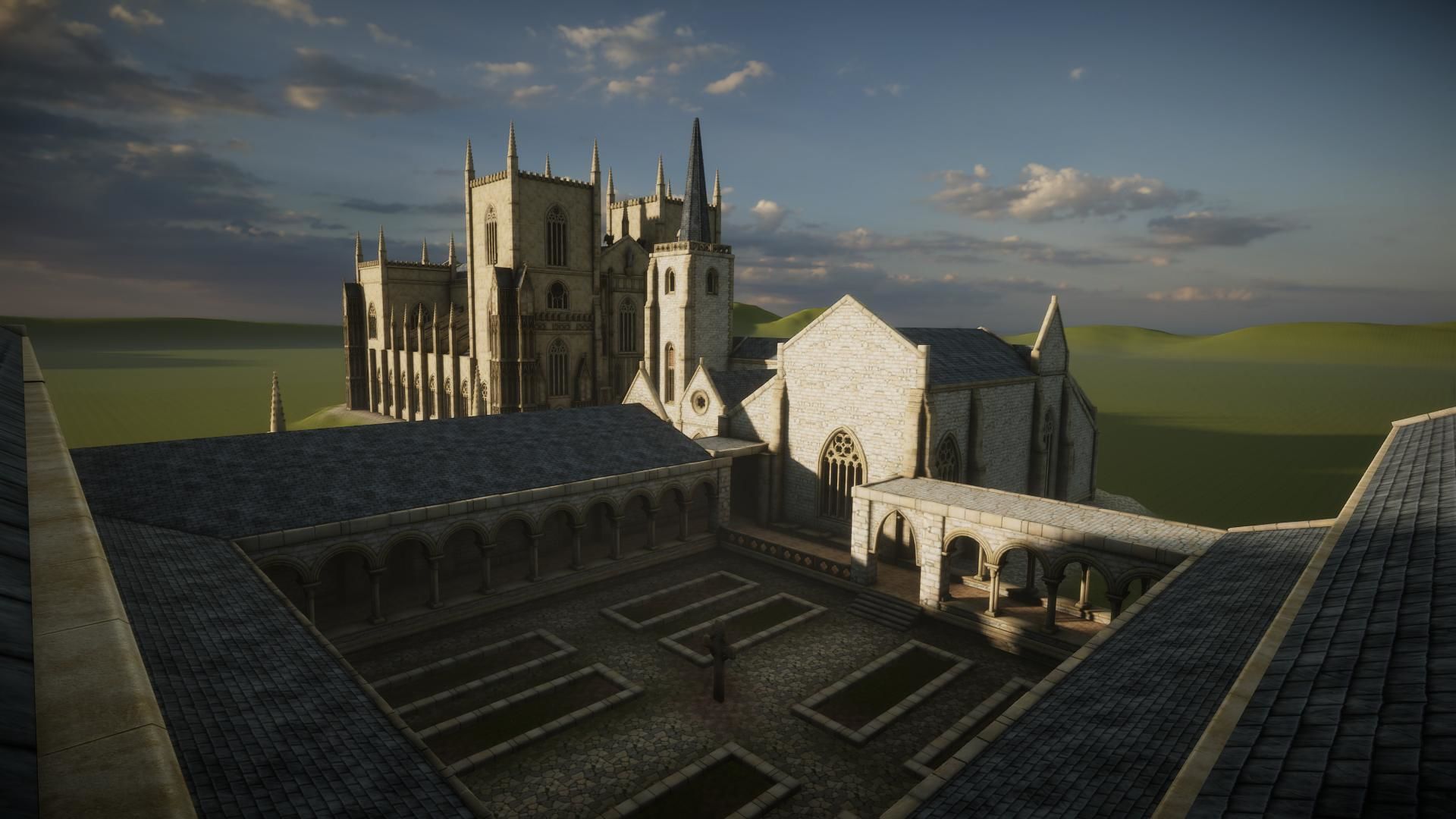 Modular Gothic Church Unity Low-poly 3D model_2