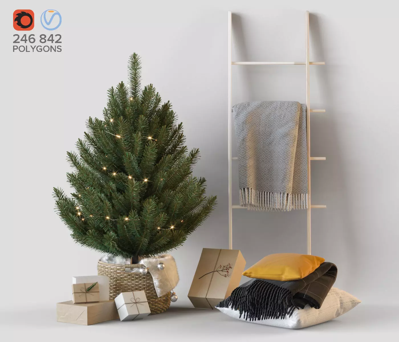 Christmas decorative set 3D model_0